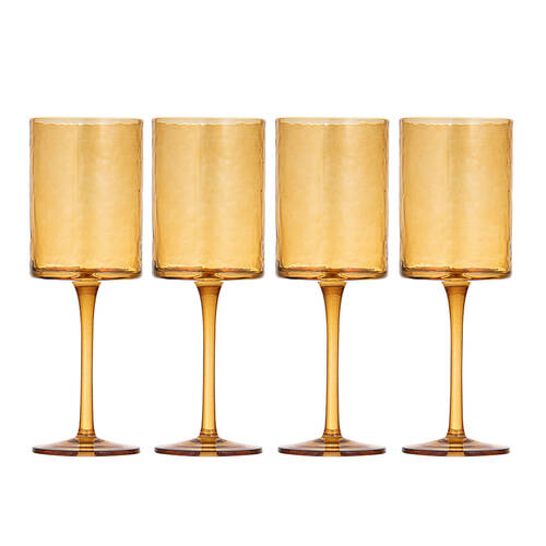 4pc Ladelle Flynn Glass Tumbler Cup Drinkware 22cm - Amber