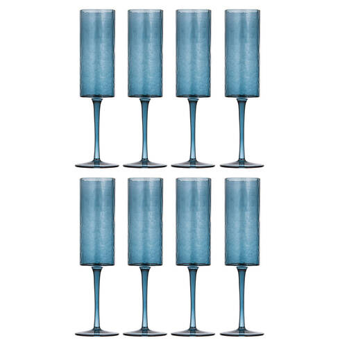 2x 4pc Ladelle Flynn Champagne Glass Stemware 24.5cm - Blue