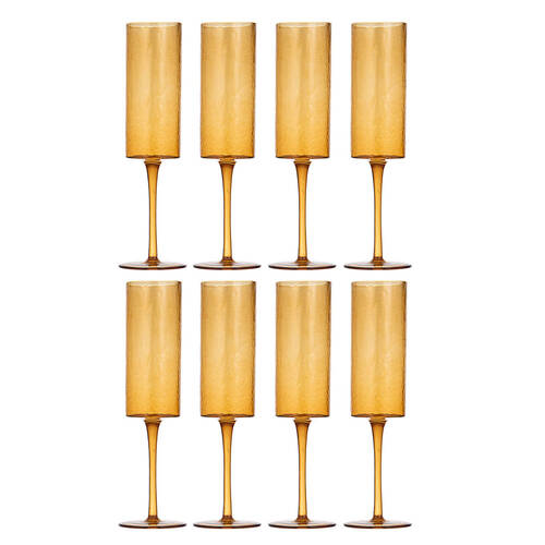 2x 4pc Ladelle Flynn Champagne Glass Stemware 24.5cm - Amber