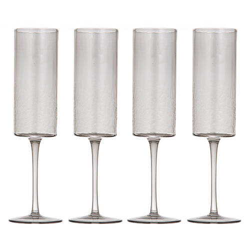4pc Ladelle Flynn Champagne Glass Stemware 24.5cm - Charcoal