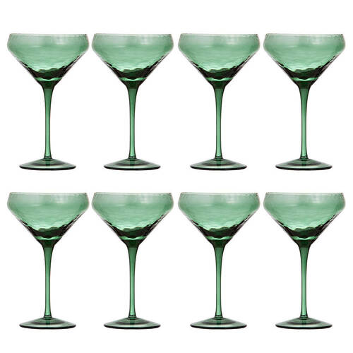 2x 4pc Ladelle Flynn Coupe Glass Stemware 18cm - Green