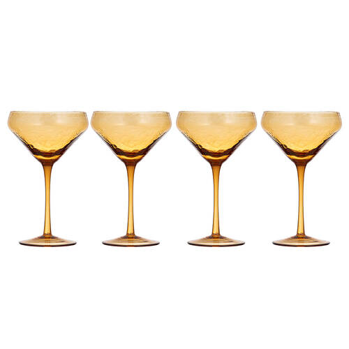 4pc Ladelle Flynn Coupe Glass Stemware 18cm - Amber