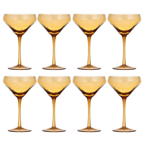 2x 4pc Ladelle Flynn Coupe Glass Stemware 18cm - Amber