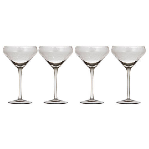 4pc Ladelle Flynn Coupe Glass Stemware 18cm - Charcoal