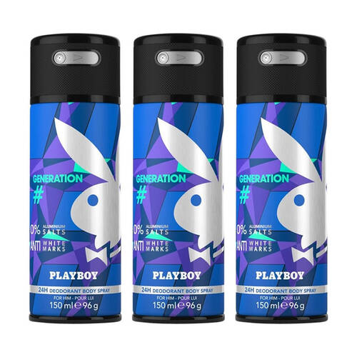 3PK Playboy Generation M 150ml Deodorant Body Spray - Men