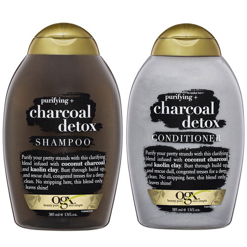 OGX 385ml Purifying & Charcoal Detox Shampoo & Conditioner Combo