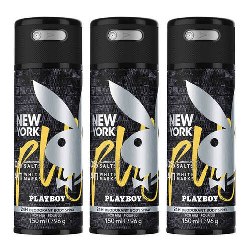3PK Playboy New York M 150ml Deodorant Body Spray - Men