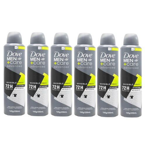 6PK Dove Men+Care Advanced Invisible Deodorant Spray 72H Fresh 250ml