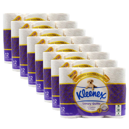 8x 12pc Kleenex Luxury 150 Sheets Quilts Toilet Tissue Rolls Thick 3-Layers