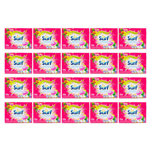 20PK Surf Stain Removal Laundry Detergent Powder Box 500G - Rose Fresh