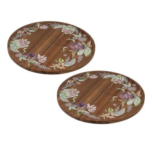 2PK Leura Lazy Susan Acacia Kitchen Cooking Serveware 34cm