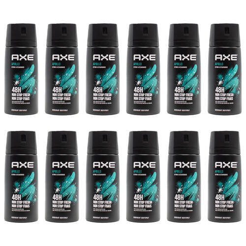 12PK Axe 150ml Deodorant Bodyspray 48hr Odour Protect For Men - Apollo