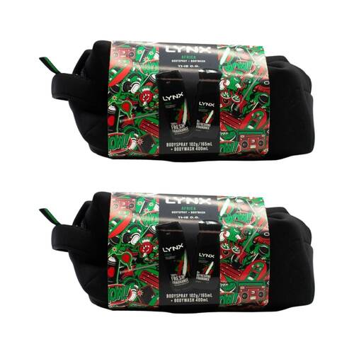 2x 2pc Lynx The OG Africa Bodyspray/Bodywash Gift Bag Set
