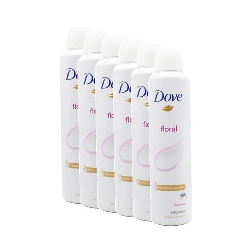 6PK Dove Moisturising Antiperspirant Spray 48 Hour Protection 250mL Floral Scent 