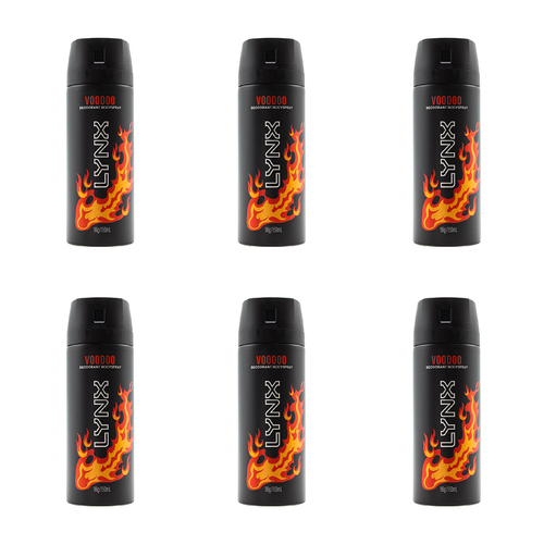6PK Lynx 150ml Deodorant Fragrance 48h Protection Bodyspray - Voodoo