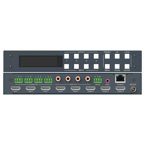 Pro2 4X4 HDMI2.0 18GBPS 4K60 Matrix Downscaler Audio Extractor HDR Black