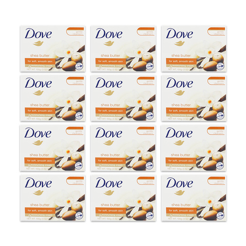 12PK Dove 100G Beauty Cream Soap Bar Shea Butter w/ Vanilla Sent