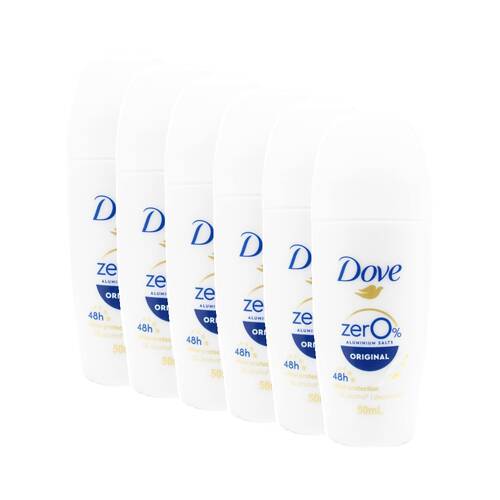 6PK Dove Roll-On Deodorant 48 Hour Odour Protection Zero Aluminium Salts 50ml