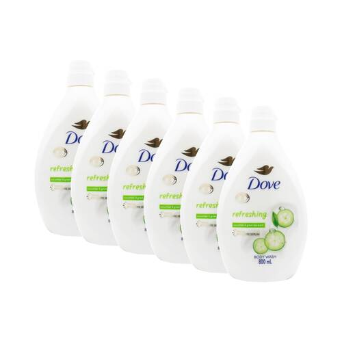 6PK Dove Body Wash Triple Moisture Serum Refresh 800ml Cucumber Green Tea Scent 
