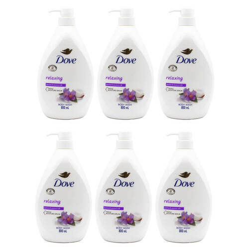 6PK Dove Relaxing 800ml Body Wash Triple Moisture Serum Jasmine & Coconut Milk