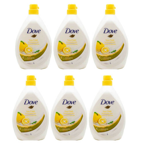 6PK Dove Yuzu Fresh Refreshing 1L Body Wash Pump Bottle Hydrating Care