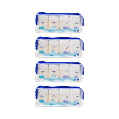 4x 4pc Dove Hydrating Care Travel Kit Shampoo Conditioner Body Wash Lotion 30ml