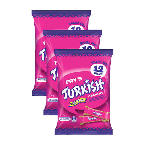 3x 12pc Fry's 180g Turkish Delight Sharepack