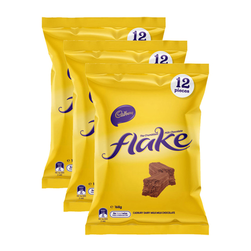 3x 12pc Cadbury 168g Dairy Milk Chocolate Flake Sharepack