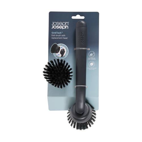 Joseph Joseph SinkTech Dish Brush With Replacement Pan Scraper Head Graphite