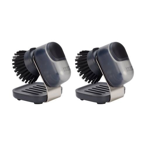 2PK Joseph Joseph SinkTech Soap Dispenser Palm Brush With Stand Graphite