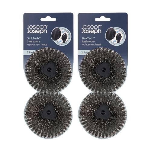 2x 2pc Joseph Joseph SinkTech Steel Kitchen Scourer Replacement Heads Graphite