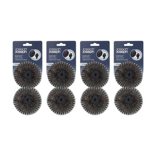 4x 2pc Joseph Joseph SinkTech Steel Kitchen Scourer Replacement Heads Graphite