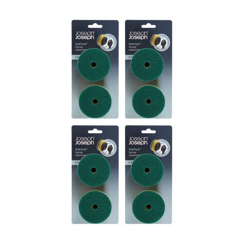 4x 2pc Joseph Joseph SinkTech Dish Sponge Replacement Heads Yellow/Green