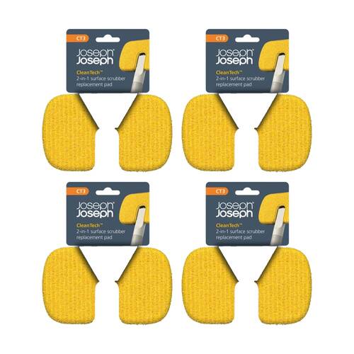 4PK Joseph Joseph CleanTech Surface Cloth & Scrubber Replacement Pad 2-in-1