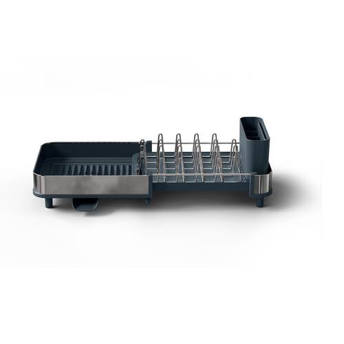 Joseph Joseph Expandable Slim Steel Kitchen Dish Rack W/ Drain Spout Grey