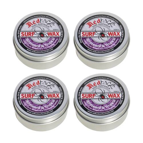 4PK Redback Grip For Skimboard And Tropical Water Surfing Wax 65g