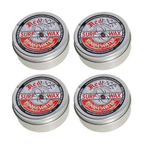 4PK Redback Incredible Grip Surf Wax Formulated For Warm Water Above 20C 65g