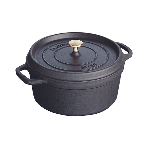 Staub 24cm/3.8L Cast Iron Round Cocotte Pot w/ Lid - Black