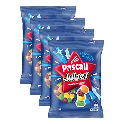 4PK Pascall 350g Jubes Chewy Lollies