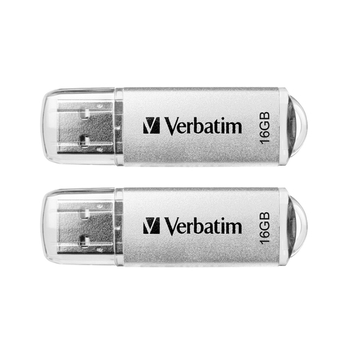 2x Verbatim Store'n'Go 16GB USB 3.0 Stick Drive - Platinum