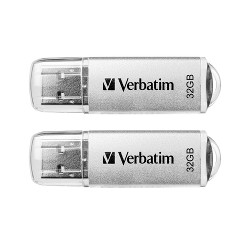 2x Verbatim Store'n'Go 32GB USB 3.0 Stick Drive - Platinum