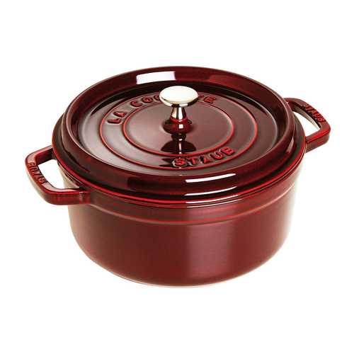 Staub 24cm/3.8L Cast Iron Round Cocotte Pot w/ Lid - Grenadine