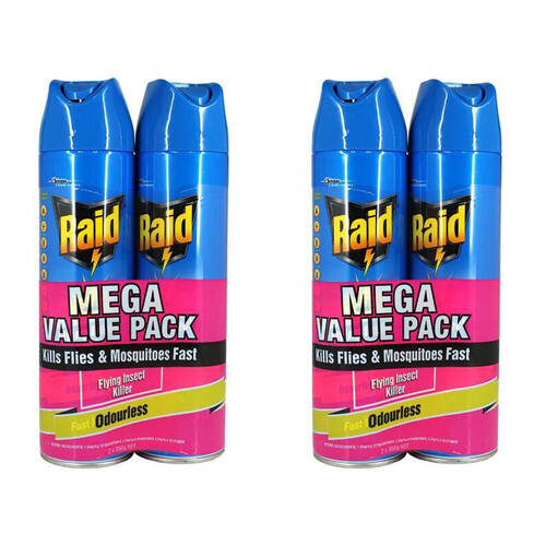 2x 2pc Raid Flying Insect Killer Spray Fast Acting Indoor & Outdoor Use