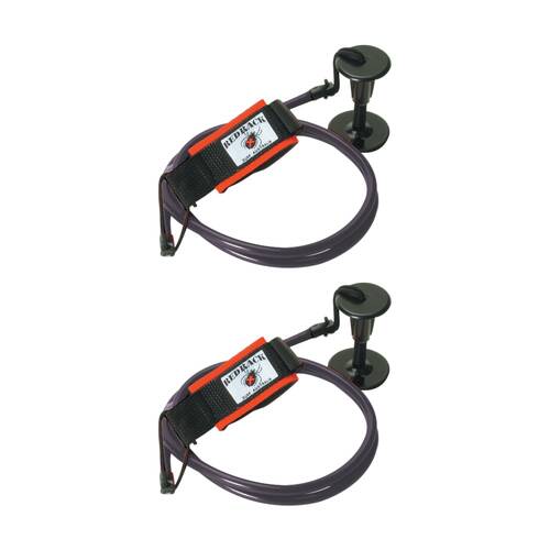 2PK Redback Straight Bodyboard Leash Quick Release Wrist Strap Black/Red