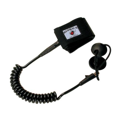 Redback Deluxe Coiled Bodyboard Leash Quick Release Urethane Wrist Strap Black