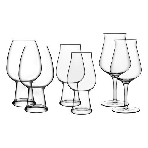 6pc Luigi Bormioli Birrateque Mixed Beer Drinking Glasses