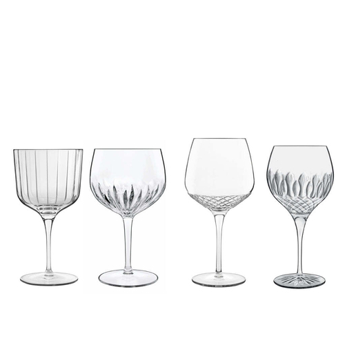 4pc Luigi Bormioli Mixed Gin Glasses Drinking Stemware Set