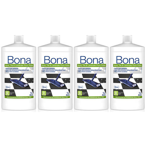 4PK Bona 1L Hard Surface Stone Tile and Laminate Polish