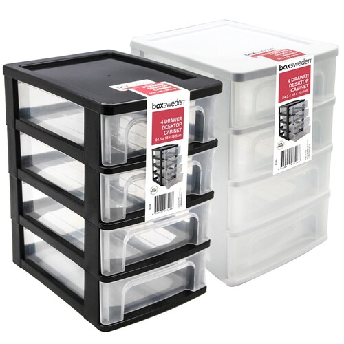 2PK Boxsweden Drawer Desktop Cabinet Sml 4 Layer Assorted 24.5X18X29.5cm