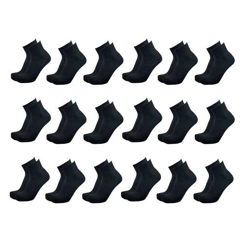 3x 6pc SofSole Comfort Cushioned Quarter Socks Pair Black - Medium